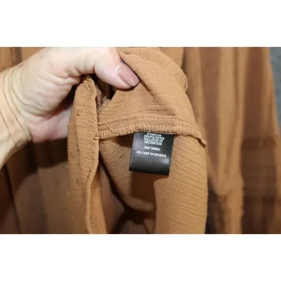 Torrid Chiffon Peasant 3/4 Sleeve Women's 2X Raglan Blouse Tobacco Brown Boho - Picture 7 of 14